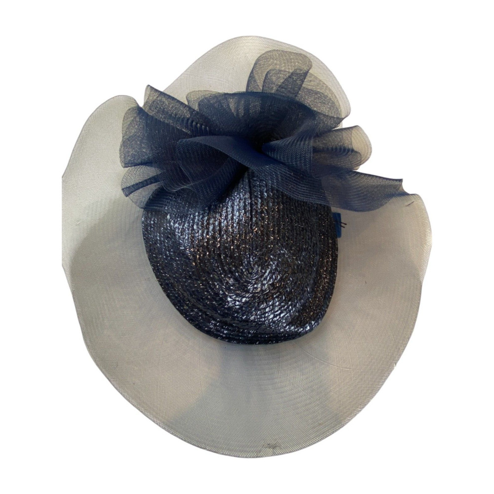 ANDRE Womens Derby Sun Hat Wide Brim Mesh Church Wedding Formal Blue White